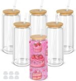 20 Oz Snow Globe Tumbler, 6 Pack Pre-Drilled Sublimation Glass Cup For Glitter Snow Globe Diy, Double Wall Sublimation Glass Tumbler - Image 2