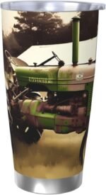 20 Oz Tumbler With Lid And Straw, Stainless Steel Travel Coffee Mug Double Wall Insulated Tea Cup Old Tractor Photo Farm Water Bottle Gifts For Women Men - Image 2