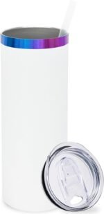 20 oz Skinny Tumblers Bulk, Stainless Steel Insulated Tumbler with Lids and Straws, Slim Double Wall Powder Coated Travel Coffee Mugs, Reusable Cup for Hot and Cold Drinks (White,1 pack) - Image 2