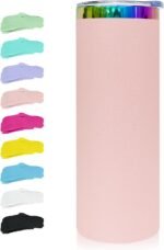 20 oz Skinny Tumblers Stainless Steel Tumbler with Lid and Straw Double Wall Vacuum Insulated Coffee Mug 20oz Powder Coated Cup for Hot and Cold Drinks(Pink,1 pack) - Image 2