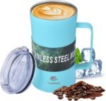 20 oz Stainless Steel Tumbler，Double-Wall Vacuum Insulated Beer Mug with Handle，Keeps Beverages Hot & Cold for Hours，Sweat-Proof Metal Tankard for IPA, Coffee, Cocktails（Blue） - Image 2