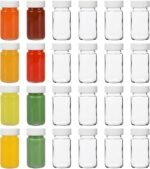 24 Pack 2 oz Glass Shot Bottles with Lids, Wide Mouth Leakproof Mini Jars for Wellness Ginger Juice Shots, Whiskey, Travel, Reusable & Dishwasher Safe - Image 2