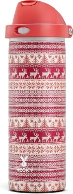 24 oz Insulated Water Bottle for Christmas: Meoky Stainless Steel Water Bottle with Straw and Spout Lid - Leak Proof, Cold for 24 Hours, Fits in Car Cup Holder, Christmas Gifts for Adults, Winter Trio - Image 2