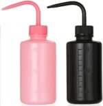 2Pcs 8oz Bottles | ABS Material Water Squirt Bottles for Tattoo Cleaning, Labware Washing, Plant Watering, Black&Pink - Image 2