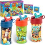 3 Packs Boy Designs 17oz Kids Water Bottle, Total My Style Spout Covered and Carry Handle Designed Lid Leak Proof BPA Free for Boys Ages 3+ Dishwasher Safe for Sports School Travel with Silicone Straw - Image 2
