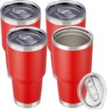 30 oz Tumbler with Lid Stainless Steel Tumblers Bulk Vacuum Insulated Cup Reusable Powder Coated Travel Mug Double Wall Leak Proof Cups Keep Cold Drinks for 12 Hours Wine Red, Set of 4 - Image 2