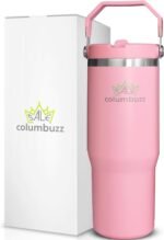 30oz Insulated Stainless Steel Tumbler with Leak-Proof Spout Lid & Straw With handle- Double Wall Vacuum Mug for Coffee, Travel Cup, Bottle for Men, Women, Kids, Gifts, Office, Gym, School (Pink) - Image 2