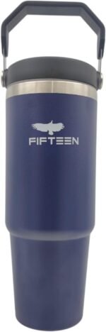30oz Insulated Stainless Steel Water Bottle with Handle | Leakproof Tumbler with Straw & Flip Lid | BPA-Free, Double Wall Vacuum Flask for Hot & Cold Drinks | Gym, Travel & Office (Navy Blue) - Image 2