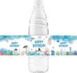 32 Pcs Sea Animal Happy Birthday Water Bottle Labels, Under The Sea Birthday Water Bottle Labels, Ocean Animal Waterproof Wrappers for Kids, Ocean World Themed Baby Shower Party Decorations - Image 2