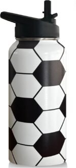 32oz Soccer Water Bottle Insulated Vacuum Stainless Steel Tumbler Travel Mugs With Straw for Gym Camping Hiking - Image 2