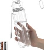 32oz/1L Sport Water Bottle, Light Tritan, Quick-Open Chug Lid/Straw 2-in-1, Leak-Proof, Dishwasher-Safe, BPA-Free, Drop-Resist & Scratch-Resist for Travel/Gym/Office (Clear Minimalism) - Image 2