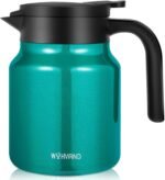 34Oz Thermal Coffee Carafe for Hot/Cold, Stainless Steel Thermos Carafes for Hot Liquids, Dustproof Insulated Hot Water Carafe for Party/Home,Agave Teal - Image 2