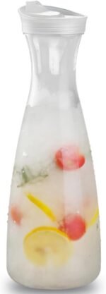 34oz Juice Bottle, Acrylic Transparent Water Carafe with Flip Top Lid, Hot Cold Juice Pitcher for Water, Beverage(1000ML) - Image 2