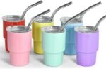 3oz Mini Tumbler Shot Glass with Straw and Lid, Cute Tiny Stainless Steel Car Cup Vacuum Insulated Cups for Wedding Party Whiskey Cocktail Bar Outdoor Camping Travel 6 Pack (Mix Colors-6Pack-B, 3oz) - Image 2