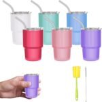 3oz Small Tumbler Shot Glass with Lid and Straw, Mini Tumbler Shot Glass, Stainless Steel Small Cute Cups with Lid and Straw for Wedding Party - 6 Pack - Image 2