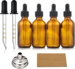 4 Pack, 2 oz Dropper Bottles with 2pcs Glass Pipettes(1ml) - Essential Oils Bottles for Health, Personal Care & Beauty - 60ml Thick Dark Amber Glass Tincture Bottle with Eye Droppers, Leakproof - Image 2