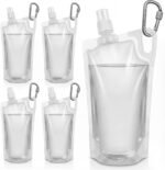 4-Pack Collapsible Water Bottles, 1L Foldable Lightweight Hiking Water Bottle with Reinforced Handle And Carabiner, Leak-Proof Filter Compatible Travel Water Bottles for Outdoor Adventures - Image 2