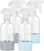4 Pack Glass Spray Bottles 8 oz, Empty Refillable Containers with Silicone Sleeve Protection, Glass Spray Bottles for Cleaning Solutions, Hair and Plants with Adjustable Nozzles Blue&Grey - Image 2