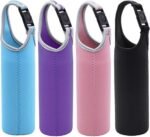 4 Pack,DanziX Neoprene Sleeve Bottle Cup Carrier Pouch,Fit for All 16oz-21oz Portable Sport Water Bottle-Black,Blue, Pink,Purple - Image 2