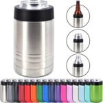 4-in-1 Stainless Steel 12 oz Double Wall Vacuum Insulated Can or Bottle Cooler Keeps Beverage Cold for Hours - Also Fits 16 oz Cans - Stainless Steel - Clear Water Home Goods - Image 2