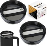 40 OZ Tumbler Lid Replacement Fit for Stanley Cup, 2 Pack Clear Replacement Lids Fit for Stanley Travel Tumbler, Spill Proof Tumbler Covers for Stanley Cup Accessories (Opaque - Black) - Image 2