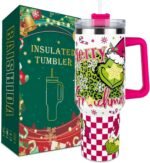 40 oz Christmas Grinchi Tumbler with Handle and Straw, Stainless Steel Tumbler with Lid Straw, Car Sports Travel Cup Gift 40oz Tumblers (Christmas 1) - Image 2