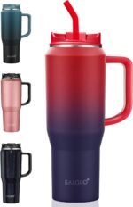 40 oz Tumbler with Handle, Insulated Tumblers with Lid and Straw, Large Metal Sports Water Bottle Jug, Thermal Stainless Steel Travel Coffee Mug Cup, Dark Rainbow - Image 2