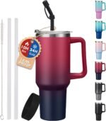 40 oz Tumbler with Handle and Straw Spout Lid - 100% Leak-proof Travel Coffee Cup, BPA Free Metal Mug, Vacuum Insulated Water Bottle- (Cold-34H & Hot-10H), Straw Cover, Silicone Boot - Image 2