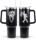 40oz Bigfoot Tumbler with handle and Flip Straw, Sasquatch Big Foot Lover Laser Engrave Stainless Steel Insulated Cup, Travel Coffee Mug Water Bottle, Birthday Gifts for Women Men - Image 2