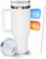 40oz Insulated Stainless Steel Travel Tumbler with Handgrip for Coffee, Tea, Smoothies - Water Bottle Cup with Handle and Straw Lid - Leakproof and Reusable Mug (Sand Dune) - Image 2