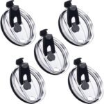 5 Pack Replacement Lids for 20 oz Tumbler,Travel Spill Proof Resistant Cup Lids Covers with Slider Switch fit Coffee Cups and More, Straw Friendly,Black - Image 2
