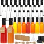 5 oz Hot Sauce Bottles, 35 Pack Clear Glass Woozy Bottles with Leak Proof Black Screw Caps, Empty Bottles for Sauces, Vanilla Extract, Wine, Beverage - Image 2