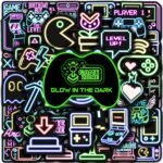 51 Pcs Neon Game Stickers for Kids Glow in The Dark, Gamer Inspirational Sticker for Water Bottle, Vinyl Waterproof Laptop Decals for Teens Girls Boys, Students Adults Sticker Pack - Image 2
