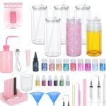 6 Pack 20 Oz Acrylic Snow Globe Tumbler Supplies Starter Kit, Double Wall Plastic Pre-Drilled Snowglobe Tumbler Cup Tool Set, Including Squeeze Bottle Cup Cradle and Scraper etc. - Image 2