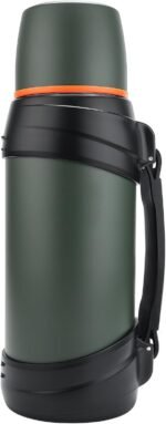 64oz/Half Gallon Large Coffee Thermoses for Travel - Insulated Water Jug Classic Vacuum Bottle with Plastic Cup - 2.0L Stainless Steel Vacuum Insulated Beverage Bottle for Hiking Fishing（Green） - Image 2