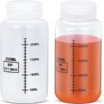 8.8oz/260ml Wide Mouth Plastic Bottles with Airtight Lids, Graduated Food Grade Leak Proof PP Containers Jars for Water Sample Lab Reagent Liquid Medicine Storage (Transparent, 2 Pcs) - Image 2