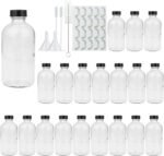 8oz Clear Glass Bottle, Reusable Glass Bottles with Airtight Lid for Shampoo, Conditioner, Essential Oils, Set of 20 (Clear) - Image 2