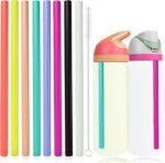 8pcs Color Replacement Straws for Owala FreeSip 24oz 32oz Bottle, Reusable Plastic Straws with Cleaning Cleaner Brush for Insulated Stainless Steel Water Bottle Tumbler Accessories - Image 2