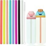 8pcs Replacement Straws for Owala FreeSip 24oz 32oz Bottle, Reusable Plastic Straws with Cleaning Cleaner Brush for Insulated Stainless Steel Water Bottle Tumbler Accessories(8 Color) - Image 2