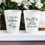 A Tini Bit Older Cups - Personalized Shatterproof Plastic Drinkware for Martini Birthday - Reusable Party Glasses for Cocktails & Celebrations - Custom Frosted Tumbler (Dirty/Olive Martini) - Image 2