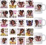 AFRITEE UV DTF Cup Wraps - 20 Sheets Black Girl UV DTF Decals Tumbler Wrap for 16 oz Glass Water Bottle, Affirmations Transfer Stickers DIY Mug Personalized Decor Gift for African American - Image 2