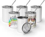 AGH 12 oz Sublimation Tumblers, 6 Pack Straight Tumbler with Lid and Straw, White Flat Cups - Image 2