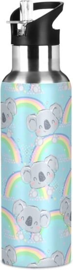 ALAZA Koala with Rainbow Water Bottle with Straw Lid Vacuum Insulated Stainless Steel Thermo Flask Water Bottle 20oz - Image 2