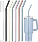 ALINK 14 inch Extra Long Pastel Color Silicone Replacement Straws for 40 oz Stanley Cup, Reusable Flexible Drinking Straws for 1 Gallon Jug, 64 oz Water Bottles, Rtic/Yeti Tumbler, Pack of 6 - Image 2