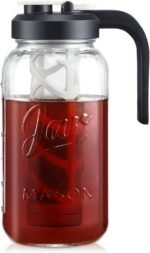 AOZITA Iced Tea Maker Pitcher with Infuser and Lid - 2 Quart Glass Mason Jar Pitcher Leak-proof Water Jug, Heavy Duty Glass Container for Tea, Water, Juice, Milk, Iced Coffee, and Drinks - Image 2