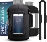 AQUAFIT 1 Gallon Jug Sleeve, Neoprene Water Bottle Bag with Adjustable Shoulder Strap and Pocket, 128 oz Sling Bag, Carrier Bag (Sleeve Only - No Bottle, Black) - Image 2