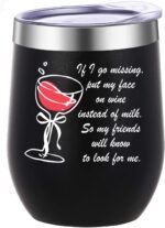 ATHAND Funny Wine Tumbler,12 Oz Insulated Stainless Steel Iced Coffee Tumbler with Lid,If I Go Missing Put My Face On Wine,Funny Tumblers for Women Men Adult Humor(Black) - Image 2