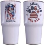 All American Australian Shepherd Dog Dad Patriotic 4th of July US Flag Insulated Tumbler Gift Custom Name Tumbler Insulated 30oz With Lid Gift - Image 2