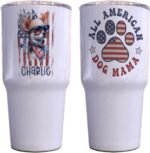 All American Chihuahua Dog Mama Mom Patriotic 4th of July US Flag Insulated Tumbler Gift Custom Personalized Name Insulated Tumbler 30oz with Lid - Image 2