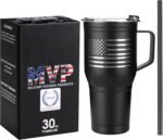 American Flag 30oz Stainless Steel Tumbler with Handle - Double Wall Vacuum Insulated Coffee Mug for Cold and Hot Drinks - Flag 30oz Handle Tumbler - Image 2